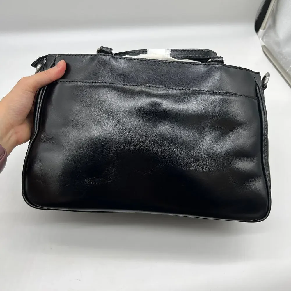 Patricia Nash Leather Rosetti Satchel Bags with Crossbody Strap Black